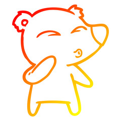 warm gradient line drawing cartoon whistling bear