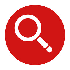 Magnifying glass icon flat red round button vector illustration