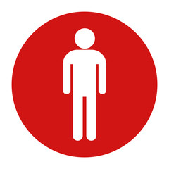 Man icon flat red round button vector illustration