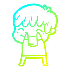 cold gradient line drawing cartoon happy boy