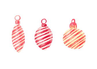 Set of three Christmas tree toys.