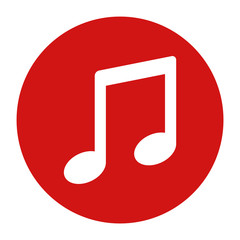 Music note icon flat red round button vector illustration