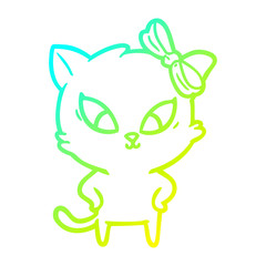 cold gradient line drawing cartoon cat