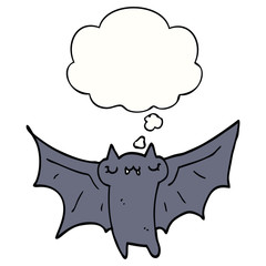 cute cartoon halloween bat and thought bubble