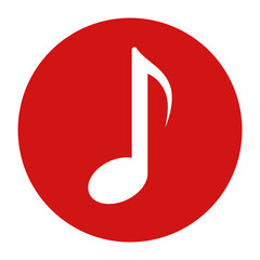 Musical note icon flat red round button vector illustration