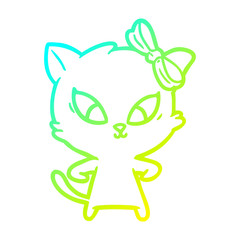 cold gradient line drawing cartoon cat