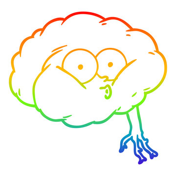 rainbow gradient line drawing cartoon impressed brain
