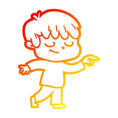 warm gradient line drawing cartoon happy boy