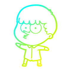 cold gradient line drawing cartoon curious boy
