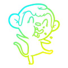 cold gradient line drawing crazy cartoon monkey