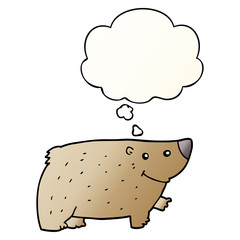 cartoon bear and thought bubble in smooth gradient style