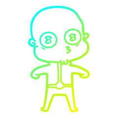 cold gradient line drawing cartoon weird bald spaceman