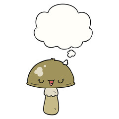 cartoon mushroom and thought bubble