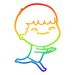 rainbow gradient line drawing cartoon happy boy