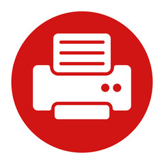 Printer icon flat red round button vector illustration