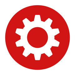 Settings icon flat red round button vector illustration