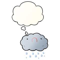 cute cartoon cloud and thought bubble in smooth gradient style