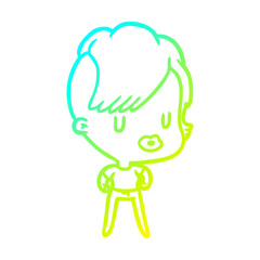 cold gradient line drawing girl with punk hipster haircut