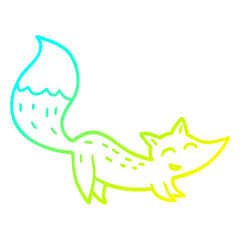 cold gradient line drawing cartoon happy fox