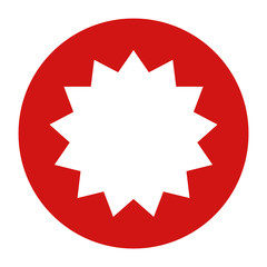 Star badge icon flat red round button vector illustration