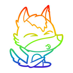 rainbow gradient line drawing cartoon wolf whistling