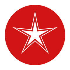 Star icon flat red round button vector illustration