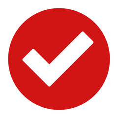 Tick mark icon flat red round button vector illustration