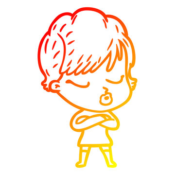 recommend clip art: warm gradient line drawing cartoon woman with eyes shut
