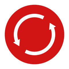 Update arrow icon flat red round button vector illustration