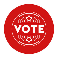 Vote badge icon flat red round button vector illustration
