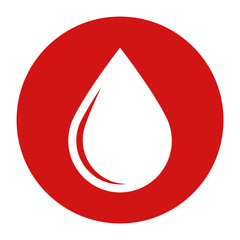 Water drop icon flat red round button vector illustration