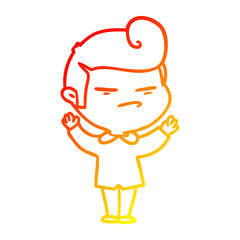 warm gradient line drawing cartoon cool guy with fashion hair cut