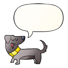 cartoon dog and speech bubble in smooth gradient style