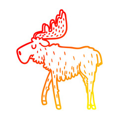 warm gradient line drawing cartoon moose