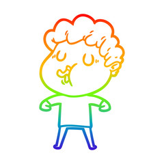 rainbow gradient line drawing cartoon man singing