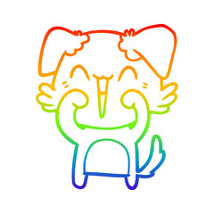 rainbow gradient line drawing happy little dog cartoon