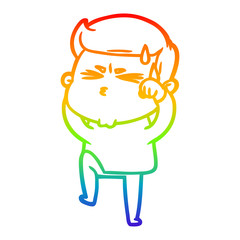 Obraz premium rainbow gradient line drawing cartoon man sweating