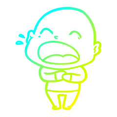 cold gradient line drawing cartoon shouting bald man