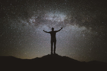 silhouette of man on a stars background
