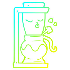 cold gradient line drawing cartoon filter coffee machine