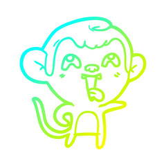 cold gradient line drawing crazy cartoon monkey