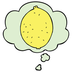 cartoon lemon and thought bubble