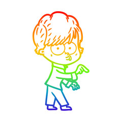 rainbow gradient line drawing cartoon woman