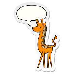 cartoon giraffe and speech bubble sticker