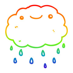 rainbow gradient line drawing cartoon cloud