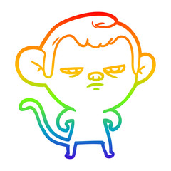 rainbow gradient line drawing cartoon monkey
