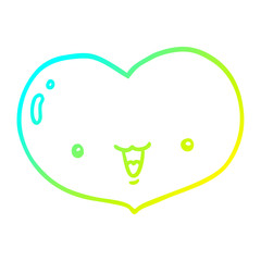 cold gradient line drawing cartoon love heart character