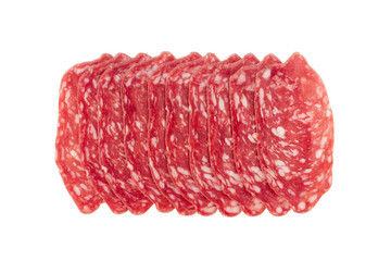 salami sausages slices isolated on white