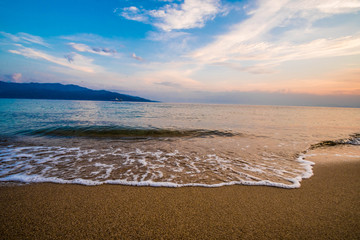Sunset on the beaches of Keramoti, Kavala, Greece