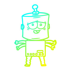 cold gradient line drawing cartoon robot